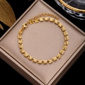 Vintage gold square floral engraved stainless steel bracelet with lobster clasp and chain - Gold Sunray Textured Square Links