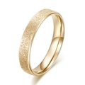 Gold plated stainless steel ring with elegant matte sandblast finish and polished interior - US5 / 3MM Frosted External Polished Internal Ring / Gold