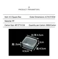 Detailed size specifications for 4.5x4.5x2cm transparent square PP plastic storage box - 4.5 Square (4.5*4.5*2cm)