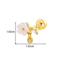 Golden flower earring with white petal and zircon droplets, measuring 1.02cm by 1.35cm - Mother of Pearl Flower Pendant (940-6# Gold)