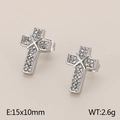 Elegant stainless steel cross stud earrings featuring brilliant white crystal stones - Pave Cross Style / Silver