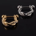 Twisted surgical steel cartilage studs in gold and silver finish with inlaid zircons - NO 8