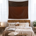 Detail of minimalist dual-tone bohemian tapestry hanging over a wooden bed headboard - Cx0327-40 / 73X95CM (Brushed Fabric)