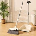Cream white broom and dustpan set with grey bristles in a modern minimalist living room - Lightweight Broom + Dustpan / Cream