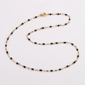 18-inch gold-tone stainless steel chain necklace featuring black enamel droplet charms - Gold + Black Enamel