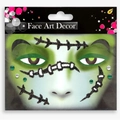 Frankenstein style face sticker set with black stitches and green gems for Halloween - Halloween Joker Green Scar
