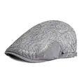 Gorra newsboy gris con textura floral en relieve y hebilla metálica ajustable - Gris
