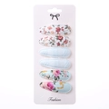 Set of 6 teardrop snap clips with floral embroidery and textured fabric on card - Pattern 5 Light Blue Floral Texture (6Pcs Set)