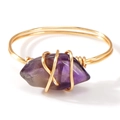 Anello artigianale in filo dorato con pietra di ametista viola naturale irregolare - Ametista Irregolare