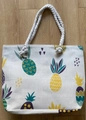 Canvas tote bag with thick rope handles and a colorful pop art pineapple print - Pop Art Pineapple