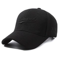 Casquette de baseball classique en tissu ananas noir avec broderie New York - Noir avec broderie noire