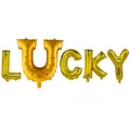Palloncini in alluminio dorato da 16 pollici con scritta LUCKY per San Patrizio - Oro LCKY + Ferro di Cavallo / 16"