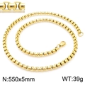 Golden stainless steel round box chain necklace with lobster clasp, 550mm long and 5mm wide - Gold 5mm x 550mm (KN230434-Z)