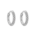 Polished silver stainless steel hoop earrings featuring five inlaid cubic zirconia stones - 6mm(3 Zircons) / Silver