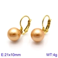 Elegante Ohrringe aus Roségold mit 21x10mm Champagnerperlen, Gewicht 4 Gramm - Goldbraun