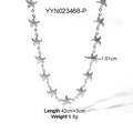 Collar de acero de titanio con eslabones de estrella de mar plateados y textura de mar - Estilo Estrella de Mar (YYN023468-P)