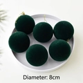 Set di 6 palline di Natale floccate verde scuro 8cm decorazioni con laccetti oro - 8cm/Set da 6 / verde scuro