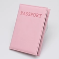 Pink minimalist PU leather passport cover protector featuring clean stitched edges - Pink