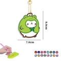 DIY diamond painting keychain kit featuring a cute frog-hooded cartoon character - Frog Outfit Rabbit