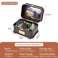 Brown suitcase Christmas music box with LED lights and rotating village scene - Christmas Music Box Style B