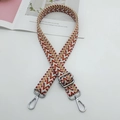 Adjustable red blue brown woven geometric V-pattern shoulder strap with silver hooks - Light Blue Brown Red + Silver Hook