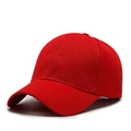 Classic six-panel baseball cap in vibrant red solid color with curved brim - Adjustable / Red