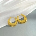 Golden crescent moon earrings with engraved stars and durable plated finish - Star Embossed Crescent Style (EH148)