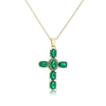 Collana con croce placcata oro 18 carati e zirconi verdi su sfondo bianco - Verde (21610)