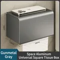 Wandgemonteerde toiletrolhouder in gunmetal met plank, 20x12x12cm mat metalen opbergrek - Gun Grey [Vierkant]