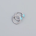 Silver twist hoop earrings featuring teardrop turquoise stones in a minimalist design - Platinum (Turquoise)