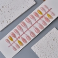 Detail of 24pcs almond press-on nails with 3D floral art and pearl accents - Primrose Yellow Gradient Pearl Flower Style (WY-096) / Multi-piece Box Set
