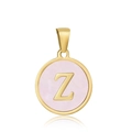 Pendentif en acier titane doré avec lettre Z et nacre rose incrustée - Z-Coquille Rose