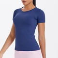 T-shirt sportiva da donna blu scuro, vestibilità slim, manica corta e traspirante - Blu scuro