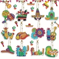 12-piece Mexican Fiesta diamond painting keychain set with cactus and guitar designs - QS002 Mexican Fiesta (12pcs) Double-sided