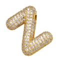 Collier plaqué or 18K avec pendentif lettre Z en ballon et pavé de zirconiums - Z (Pendentif Unique)