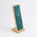 Bamboo L-shape necklace display stand with dark green velvet padding for jewelry - Flannelette / Small Detachable / Dark Green