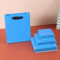 Blue jewelry gift packaging set including one paper handbag and three suspension display boxes - Blue
