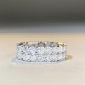 Eternity band ring featuring double row S925 sterling silver moissanite stones - US 5 / MS038-Single 10 Points (Moissanite)