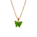 Bohemian gold butterfly pendant necklace for best friends featuring emerald green wings - A3055-GR (Solid Green Butterfly)