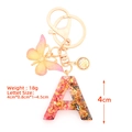 Resin Alphabet A Keychain with colorful gold foil glitter and butterfly pendant - Three-Piece Set