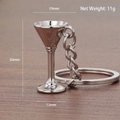 Silver martini glass cocktail shaker keychain made of polished zinc alloy on wood - Cocktail/Martini Glass (Silver)