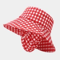 Détail du chapeau de soleil à carreaux rouges et blancs avec protection visage et cou - Taille unique / Vichy Rouge et Blanc (4#)