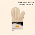 Guante de silicona beige para horno con puño en blanco y negro y textura antideslizante - Pan Negro Silicona Completa-1Pc