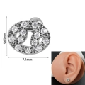 Silver oval chain link stud earrings with pave-set cubic zirconia stones - 0.8*6*3mm / Cancer