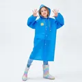 Kids' stylish royal blue EVA raincoat featuring a cute yellow cat print and hood - Kids One Size / Printed Blue (Kids)