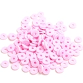 Close-up of pink 6mm flat round polymer clay disc beads for DIY jewelry making - 40g/Approx 1000pcs / Color 5 (Pink)