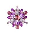 Elegant purple and pink crystal flower brooch with gold alloy plating and rhinestones - XD825020-1 Purple Pink Snowflake