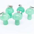 Mini green natural stone mushroom pendants with metal clasp in five different angles - Green Aventurine