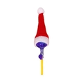Mini bonnet de Noël sur une sucette emballée en violet avec un bâtonnet jaune vif - 1 Pièce