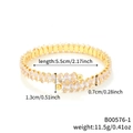 Gouden wikkelarmband met marquise-geslepen zirkonia en accenten van metalen kralen - Ovale witte zirkonia / Goud